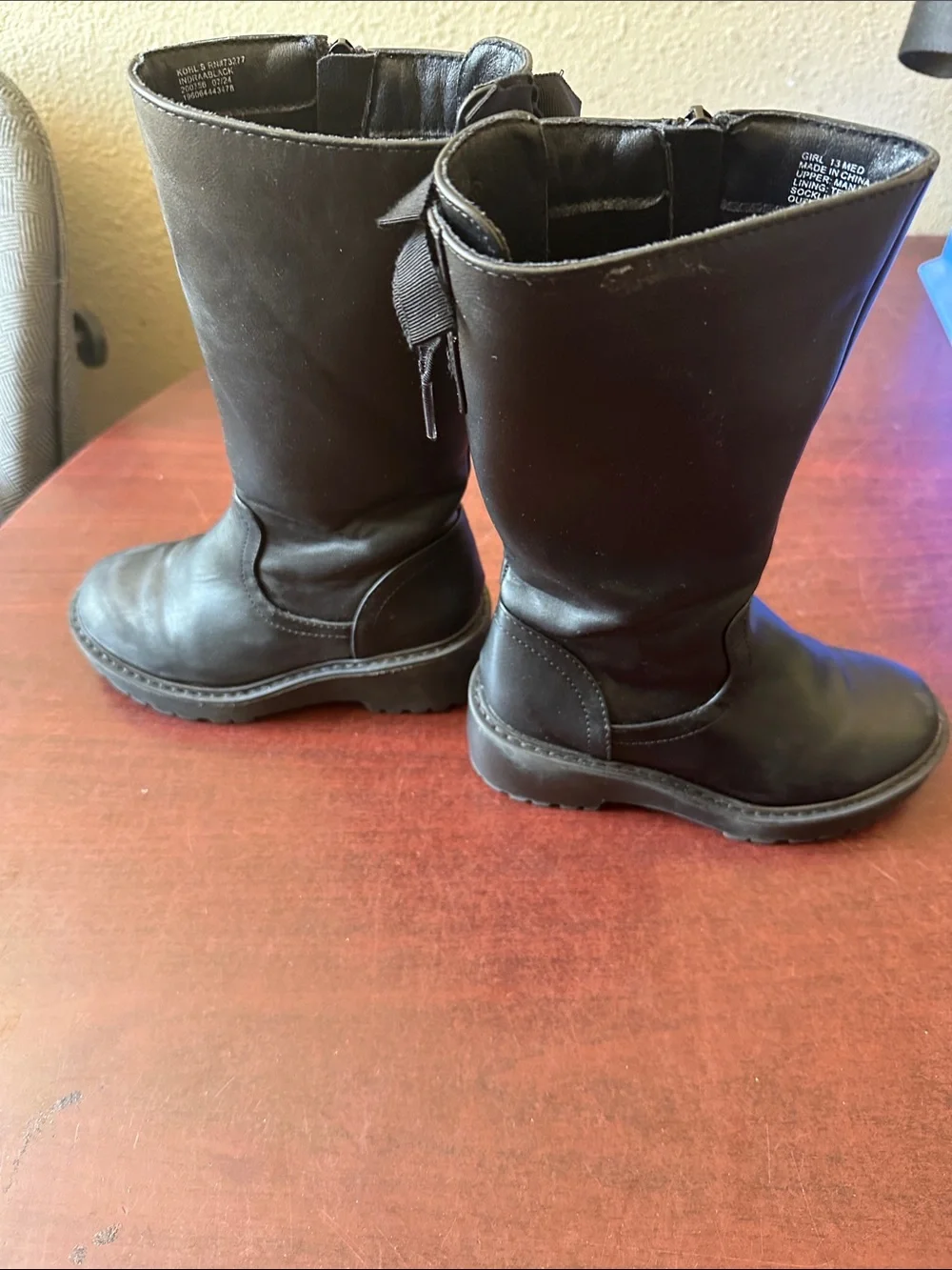 Girl Black Tall Zip Boots